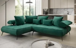 Designer Ecksofa Sydney Samt mit elektrischer Schlaffunktion