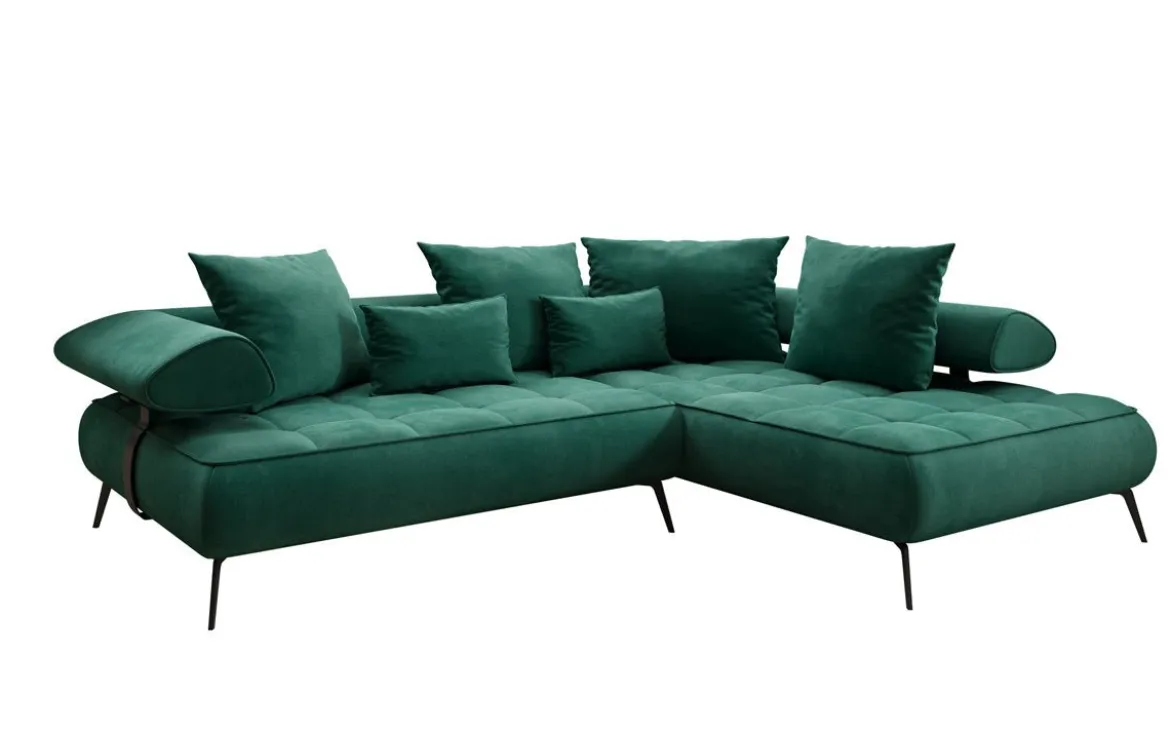 Designer Ecksofa Sydney Samt mit elektrischer Schlaffunktion