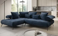 Designer Ecksofa Sydney Samt mit elektrischer Schlaffunktion