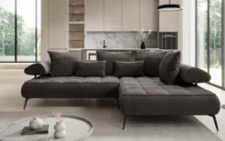 Designer Ecksofa Sydney Samt mit elektrischer Schlaffunktion