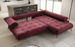 Designer Ecksofa Sydney Samt mit elektrischer Schlaffunktion