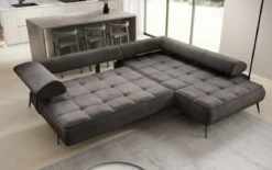 Designer Ecksofa Sydney Samt mit elektrischer Schlaffunktion