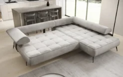 Designer Ecksofa Sydney Samt mit elektrischer Schlaffunktion