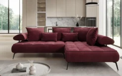 Designer Ecksofa Sydney Samt mit elektrischer Schlaffunktion