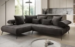 Designer Ecksofa Sydney Samt mit elektrischer Schlaffunktion