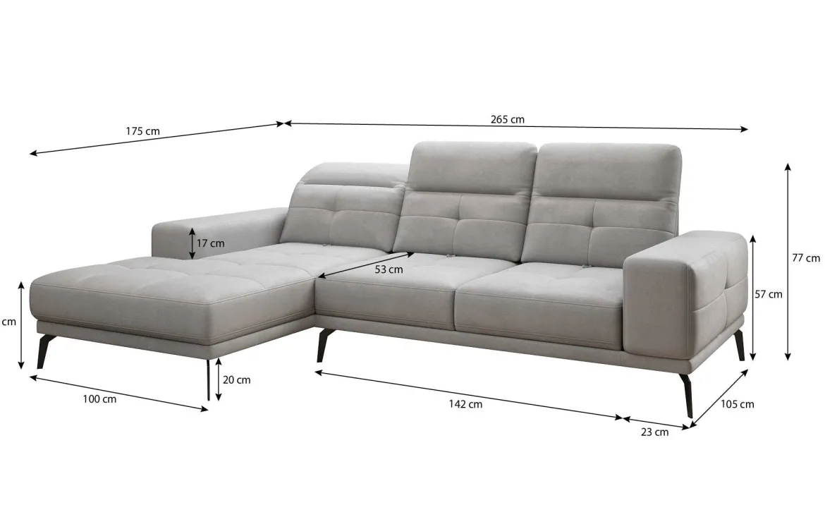 Designer Ecksofa Terina inkl. Beistellhocker