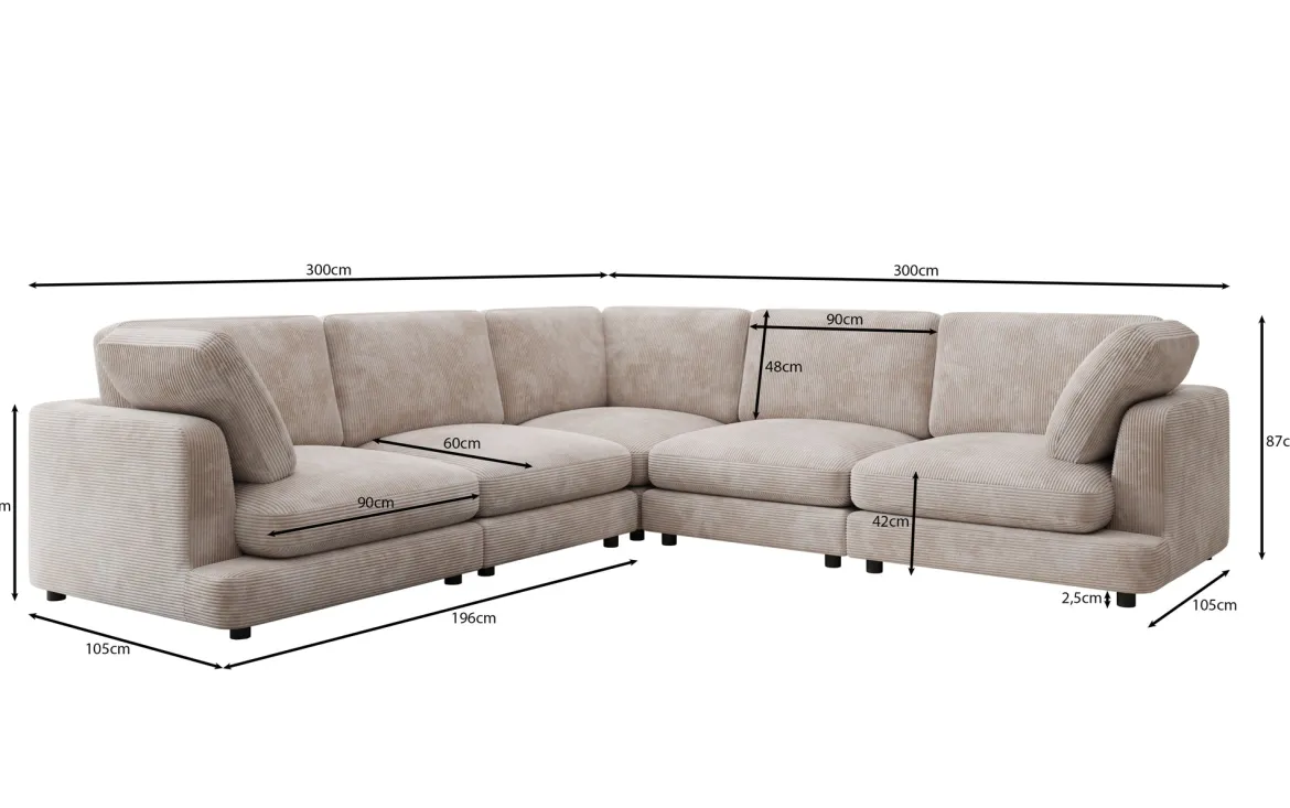 Designer Ecksofa Thalessa Maxi in Cord