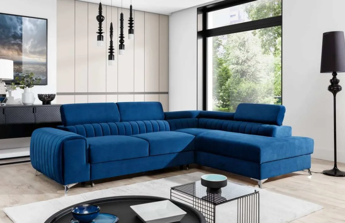 Designer Ecksofa Tirenni mit Schlaf- und Klappfunktion