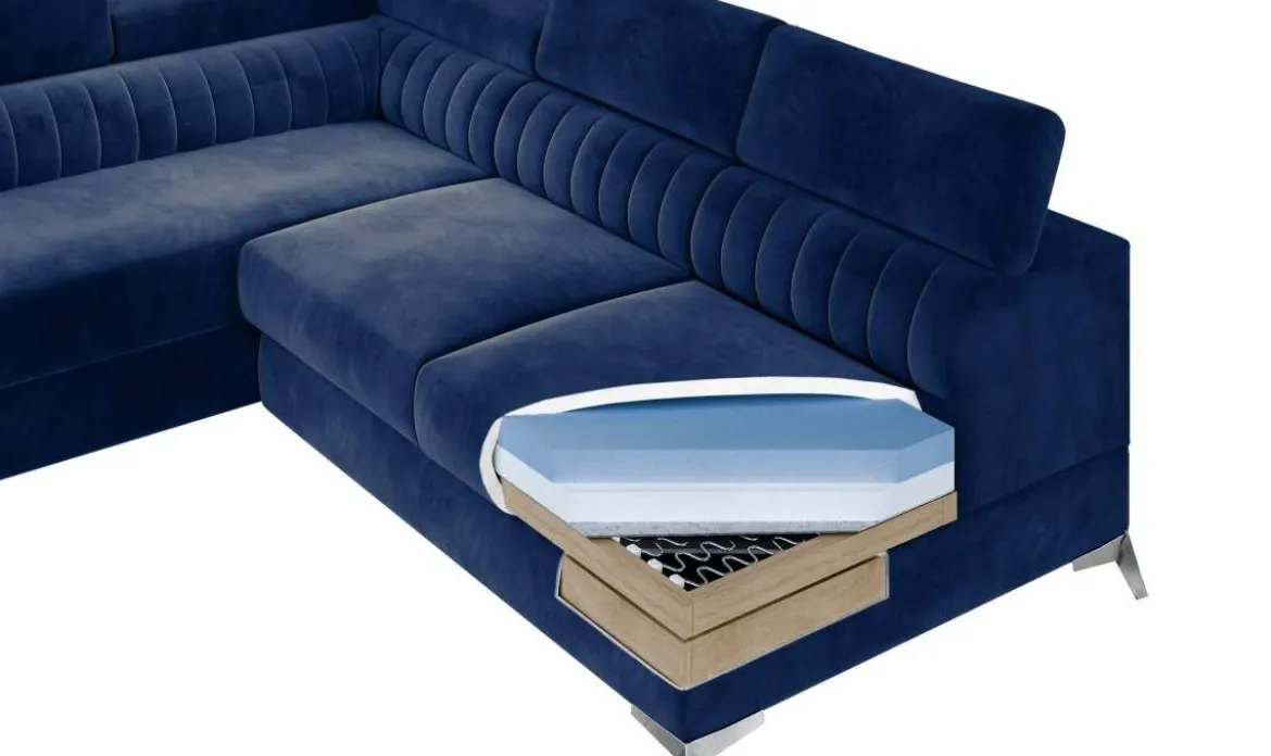 Designer Ecksofa Tirenni mit Schlaf- und Klappfunktion
