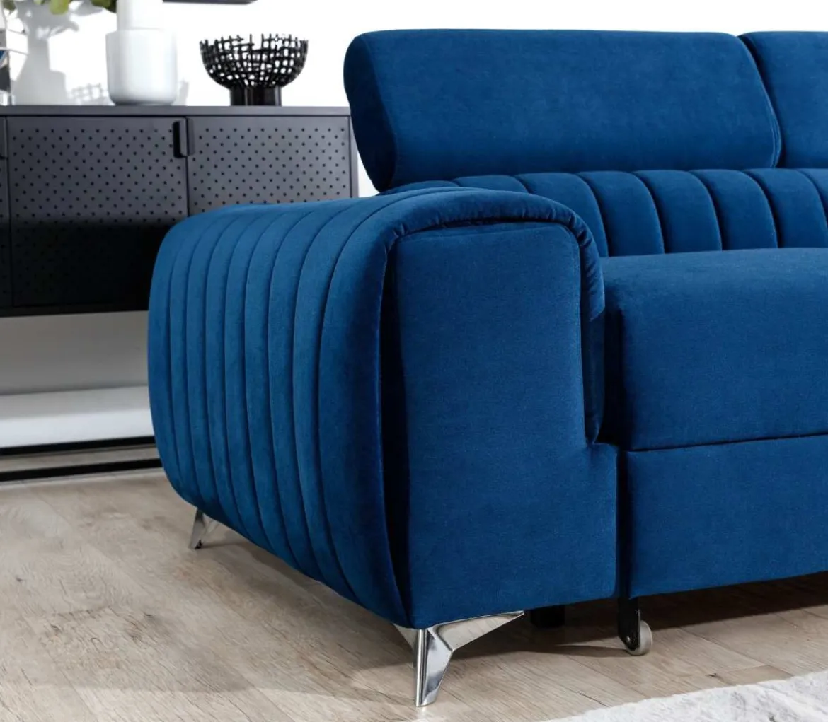 Designer Ecksofa Tirenni mit Schlaf- und Klappfunktion