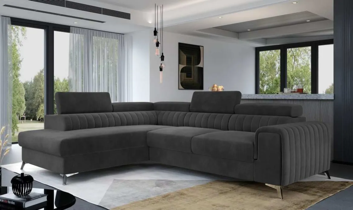 Designer Ecksofa Tirenni mit Schlaf- und Klappfunktion
