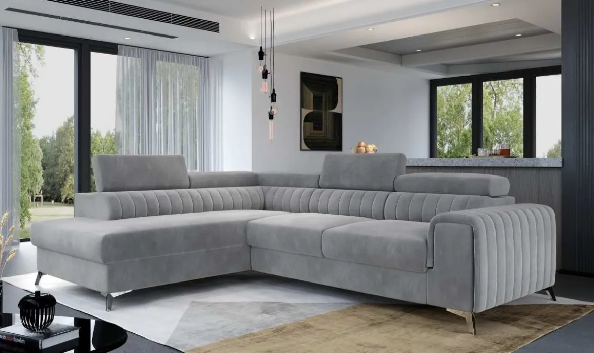 Designer Ecksofa Tirenni mit Schlaf- und Klappfunktion