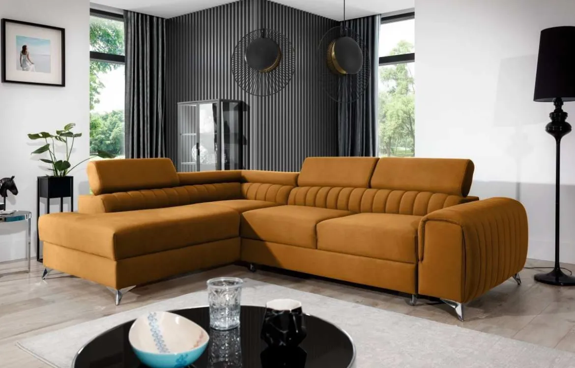 Designer Ecksofa Tirenni mit Schlaf- und Klappfunktion