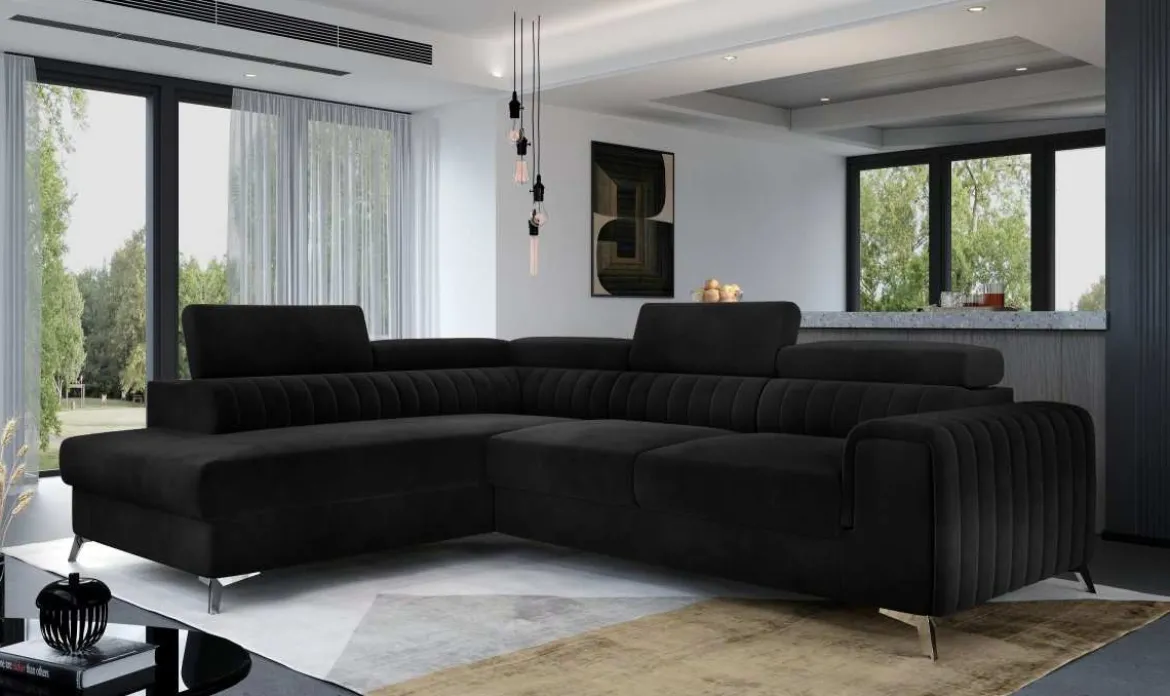 Designer Ecksofa Tirenni mit Schlaf- und Klappfunktion