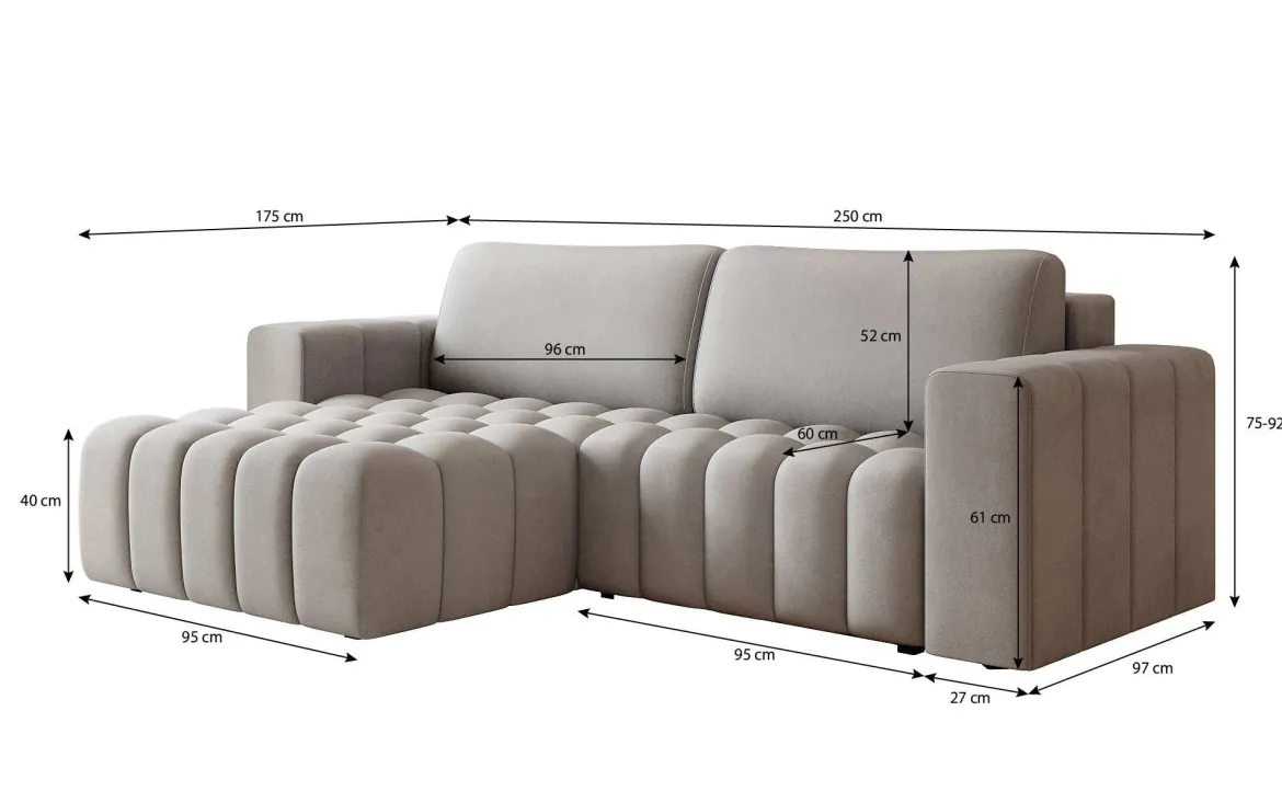 Designer Ecksofa Tirina mit Schlaffunktion