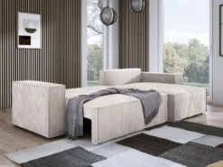 Designer Ecksofa Velanova mit Schlaffunktion und Stauraum aus Cord