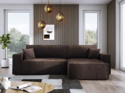 Designer Ecksofa Velanova mit Schlaffunktion und Stauraum aus Cord
