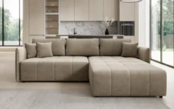 Designer Ecksofa Velaro mit Schlaf- und Klappfunktion in Samt