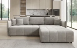 Designer Ecksofa Velaro mit Schlaf- und Klappfunktion in Samt