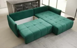 Designer Ecksofa Velaro mit Schlaf- und Klappfunktion in Samt