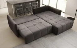 Designer Ecksofa Velaro mit Schlaf- und Klappfunktion in Samt