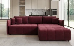 Designer Ecksofa Velaro mit Schlaf- und Klappfunktion in Samt