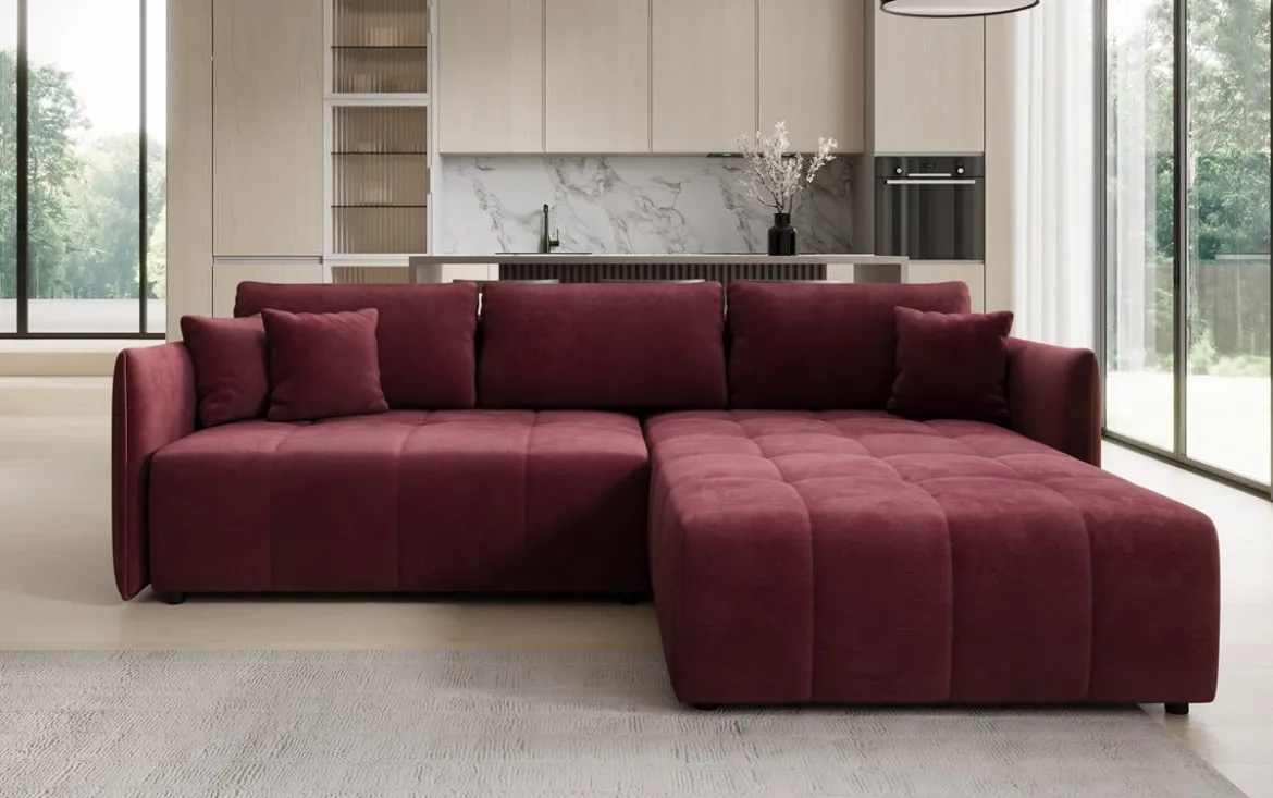Designer Ecksofa Velaro mit Schlaf- und Klappfunktion in Samt
