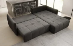 Designer Ecksofa Velaro mit Schlaf- und Klappfunktion in Samt