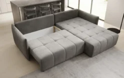 Designer Ecksofa Velaro mit Schlaf- und Klappfunktion in Samt