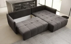 Designer Ecksofa Velaro mit Schlaf- und Klappfunktion in Samt