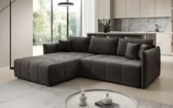 Designer Ecksofa Velaro mit Schlaf- und Klappfunktion in Samt