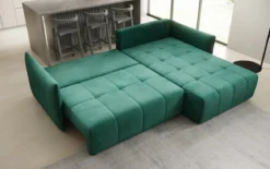 Designer Ecksofa Velaro mit Schlaf- und Klappfunktion in Samt