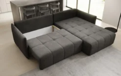 Designer Ecksofa Velaro mit Schlaf- und Klappfunktion in Samt