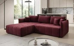 Designer Ecksofa Velaro mit Schlaf- und Klappfunktion in Samt
