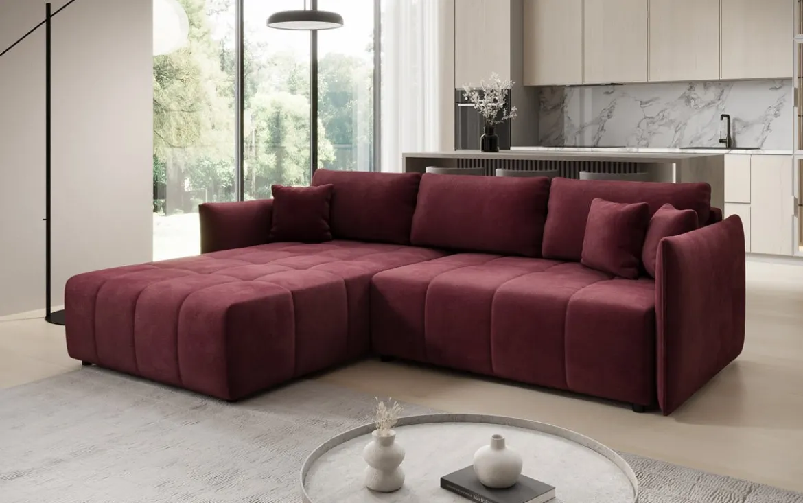 Designer Ecksofa Velaro mit Schlaf- und Klappfunktion in Samt