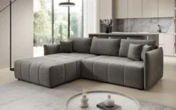 Designer Ecksofa Velaro mit Schlaf- und Klappfunktion in Samt
