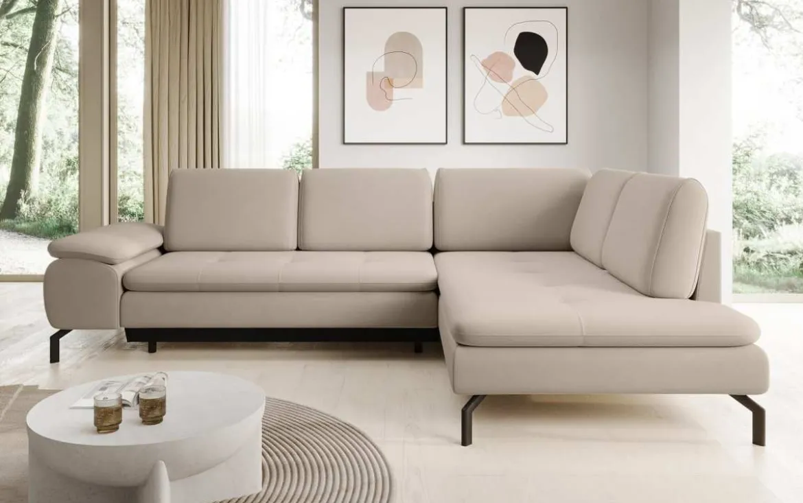 Designer Ecksofa Verila L mit Schlaf- und Klappfunktion