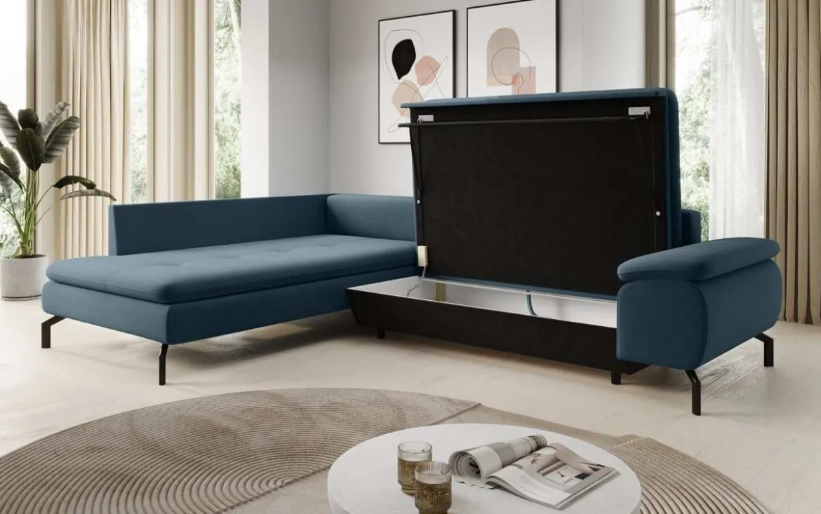 Designer Ecksofa Verila L mit Schlaf- und Klappfunktion