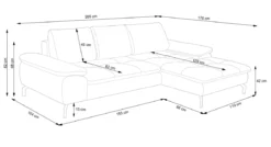 Designer Ecksofa Verila Mini mit Schlaf- und Klappfunktion