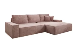 Designer Ecksofa Verona mit breiter Ottomane mit Schlaf- und Klappfunktion in Cord