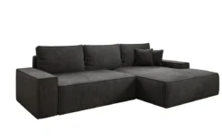 Designer Ecksofa Verona mit breiter Ottomane mit Schlaf- und Klappfunktion in Cord