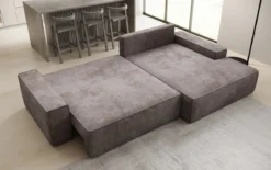 Designer Ecksofa Verona mit breiter Ottomane mit Schlaf- und Klappfunktion in Cord