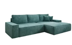 Designer Ecksofa Verona mit breiter Ottomane mit Schlaf- und Klappfunktion in Cord