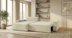 Designer Ecksofa Vienna mit Schlaf- und Klappfunktion in Cord