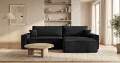 Designer Ecksofa Vienna mit Schlaf- und Klappfunktion in Cord