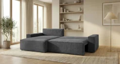 Designer Ecksofa Vienna mit Schlaf- und Klappfunktion in Cord