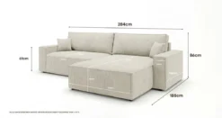 Designer Ecksofa Vienna mit Schlaf- und Klappfunktion in Cord