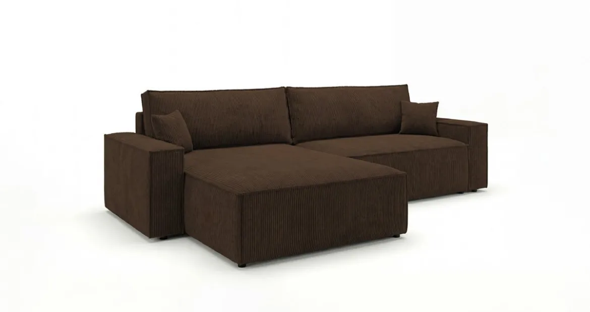 Designer Ecksofa Vienna mit Schlaf- und Klappfunktion in Cord