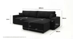 Designer Ecksofa Vienna mit Schlaf- und Klappfunktion in Cord