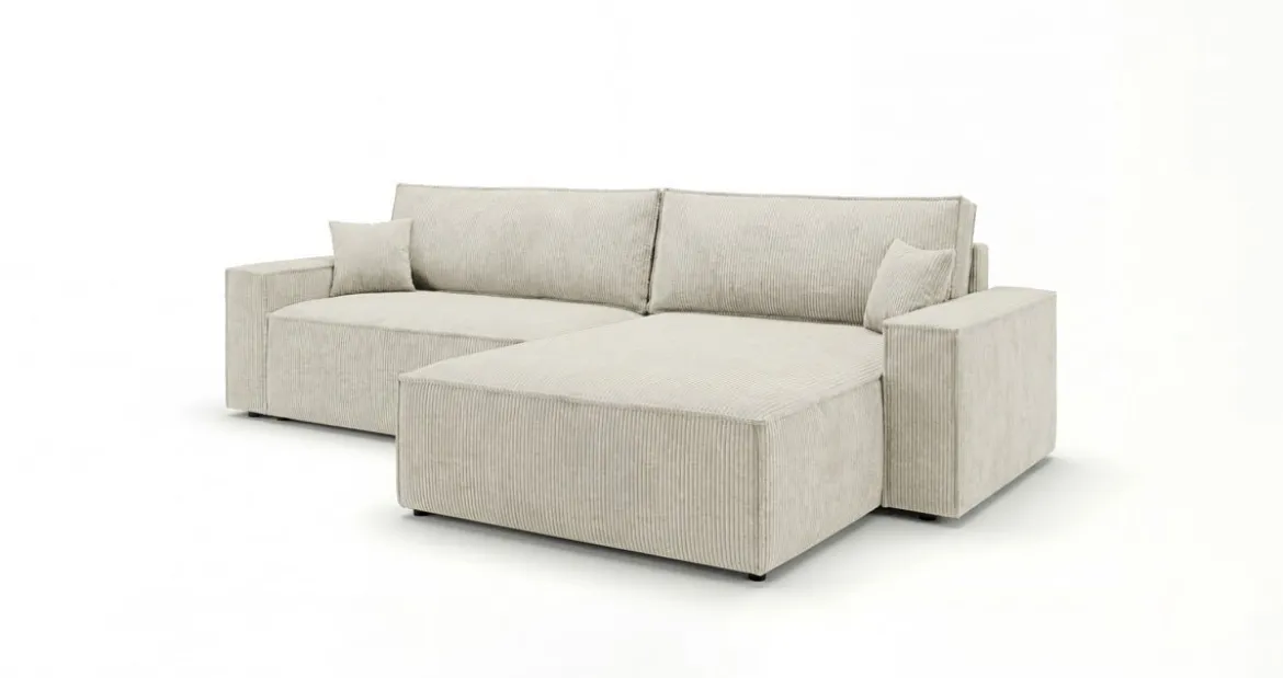 Designer Ecksofa Vienna mit Schlaf- und Klappfunktion in Cord